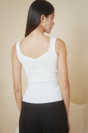 Two-Way Ribbed Knit Top in White - TheVelvetDolls