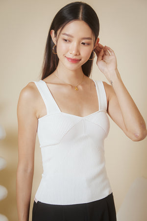 Two-Way Ribbed Knit Top in White - TheVelvetDolls