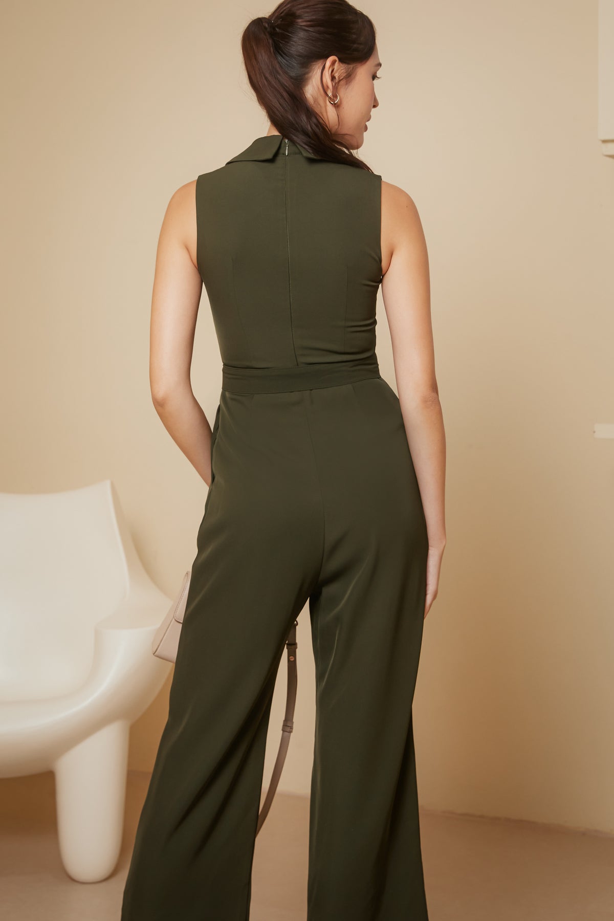 Belted Utility Jumpsuit in Olive