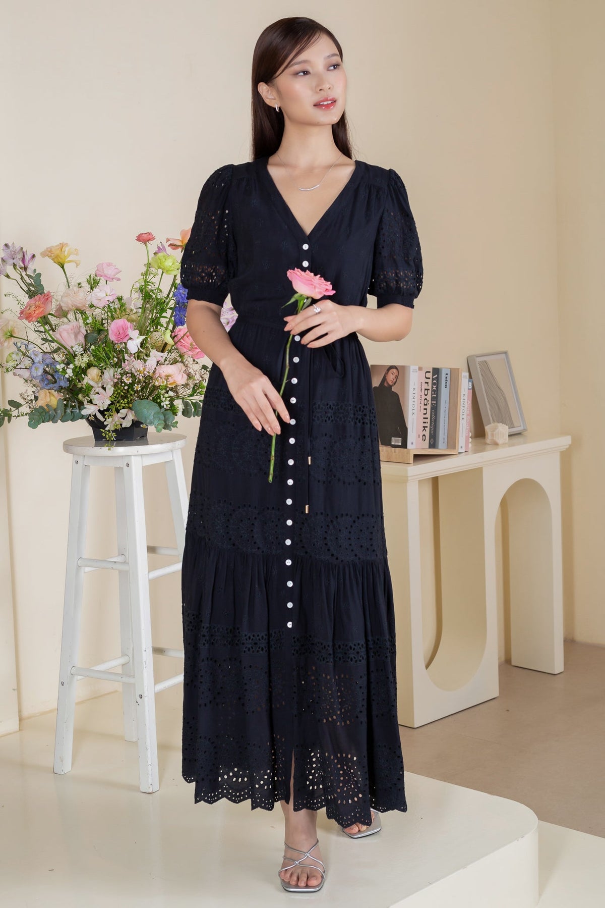 Restocked* Laura Eyelet Embroidery Maxi in Black