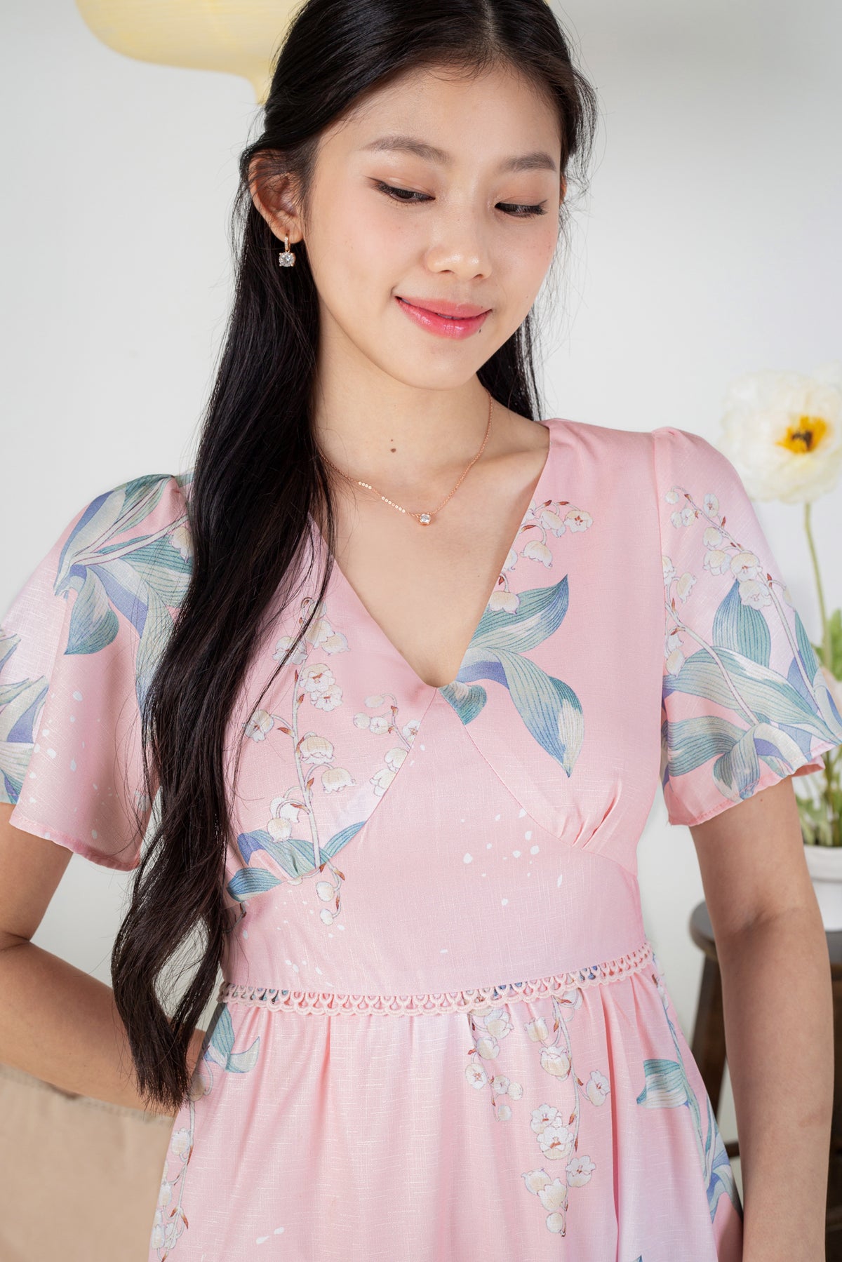 Tulip Mania Lace Insert Dress in Pink