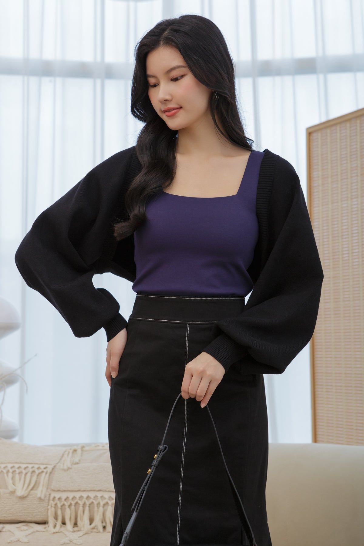 Everyday Knit Bolero in Black