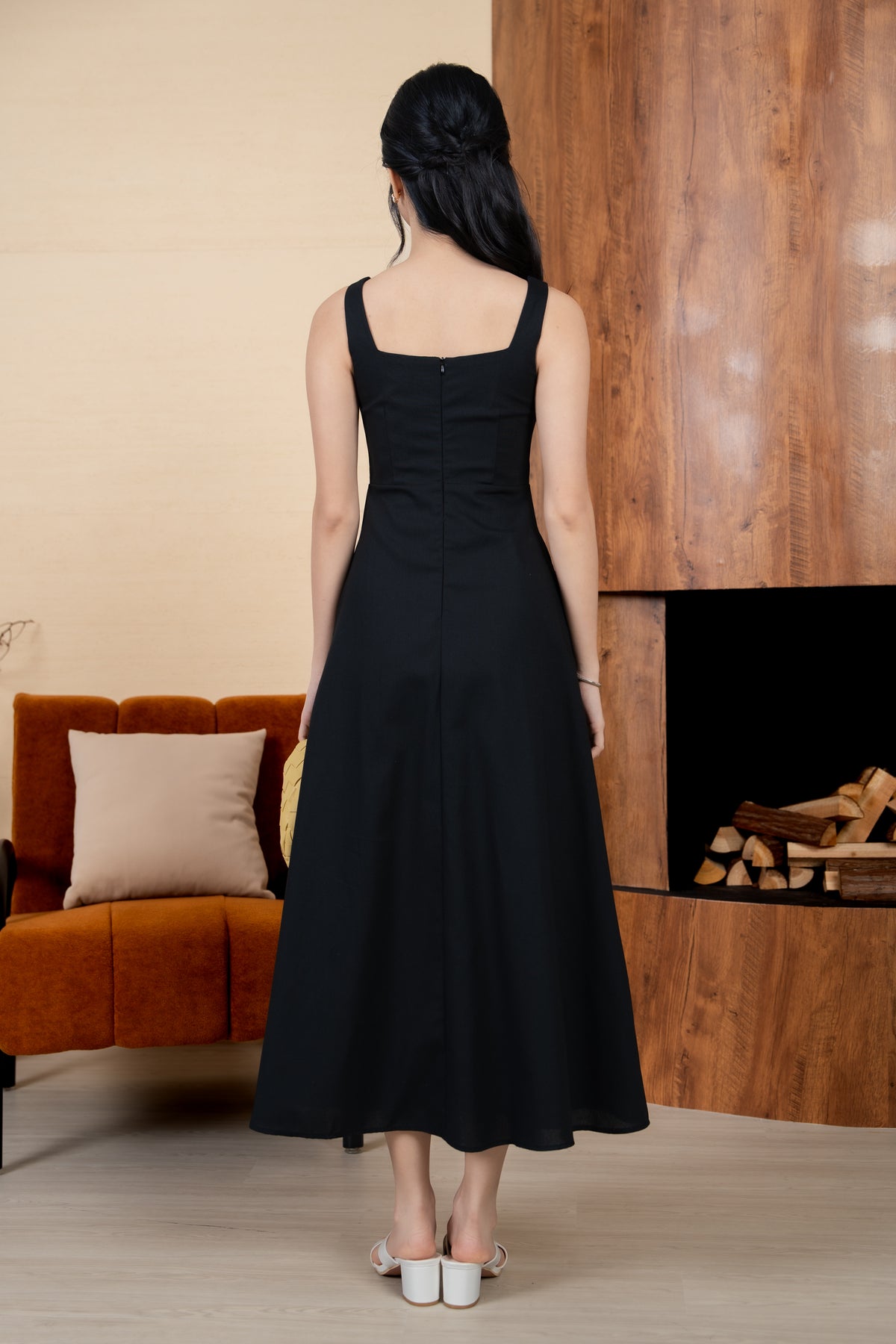 Marienne Side Slit Maxi Dress in Black