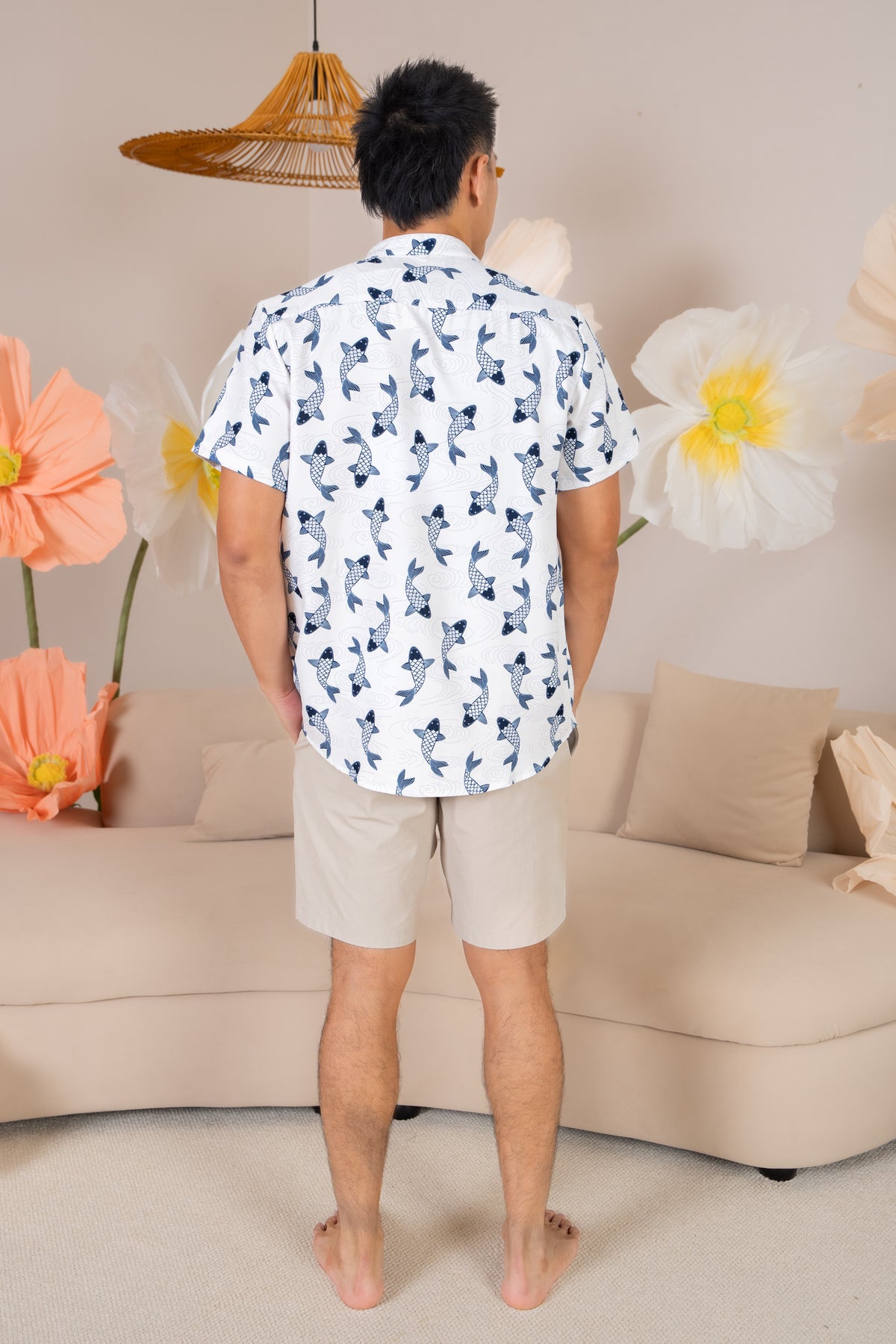 Men&#39;s Koi Oriental Shirt in Navy