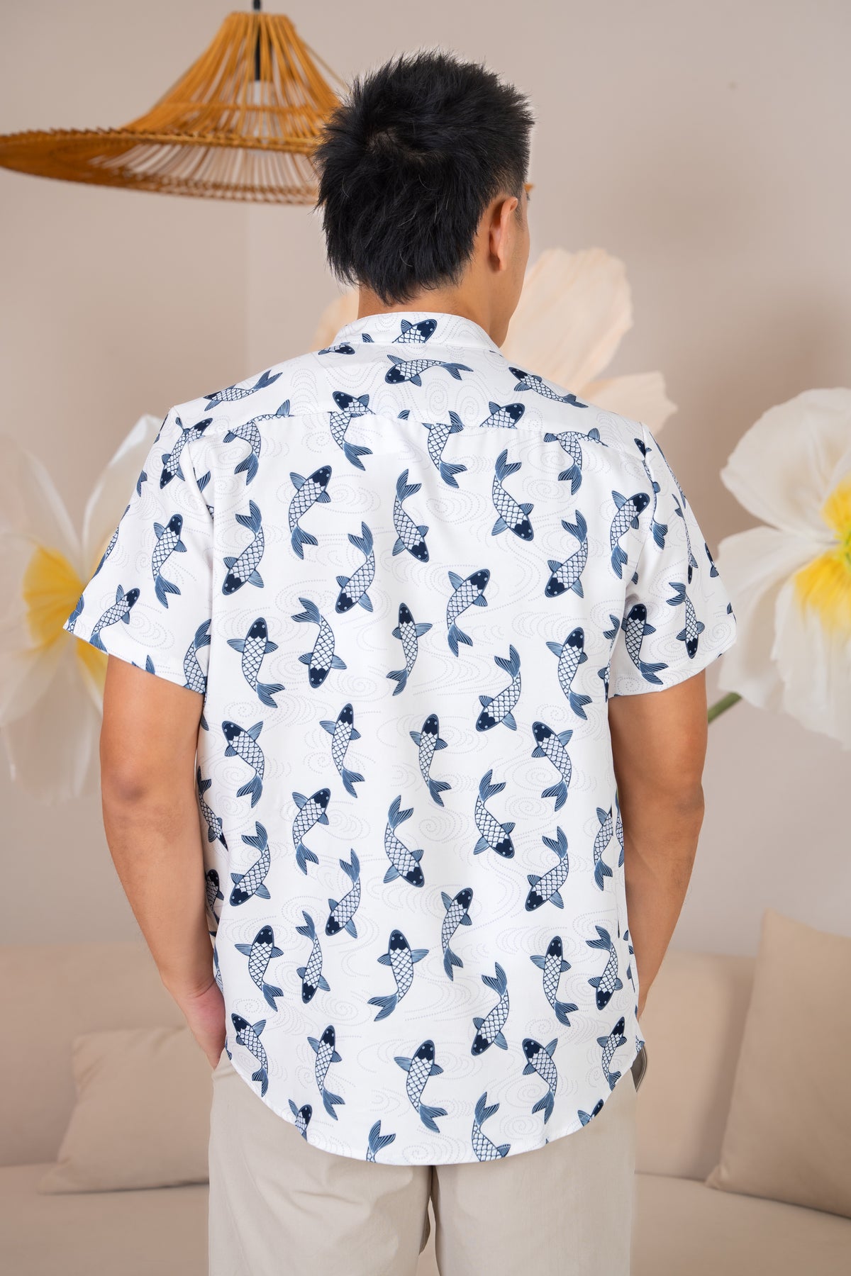 Men&#39;s Koi Oriental Shirt in Navy