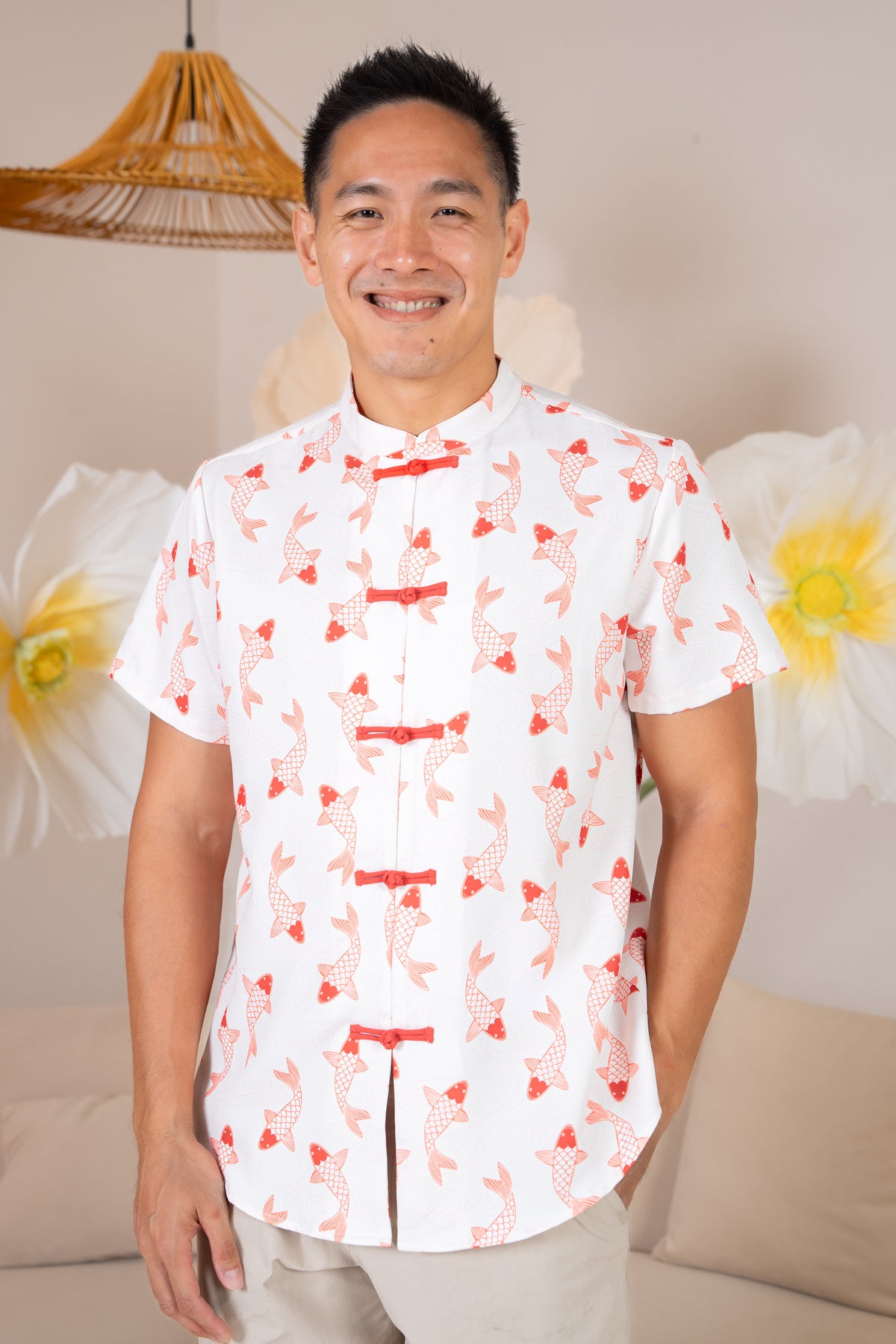 Men&#39;s Koi Oriental Shirt in Orange