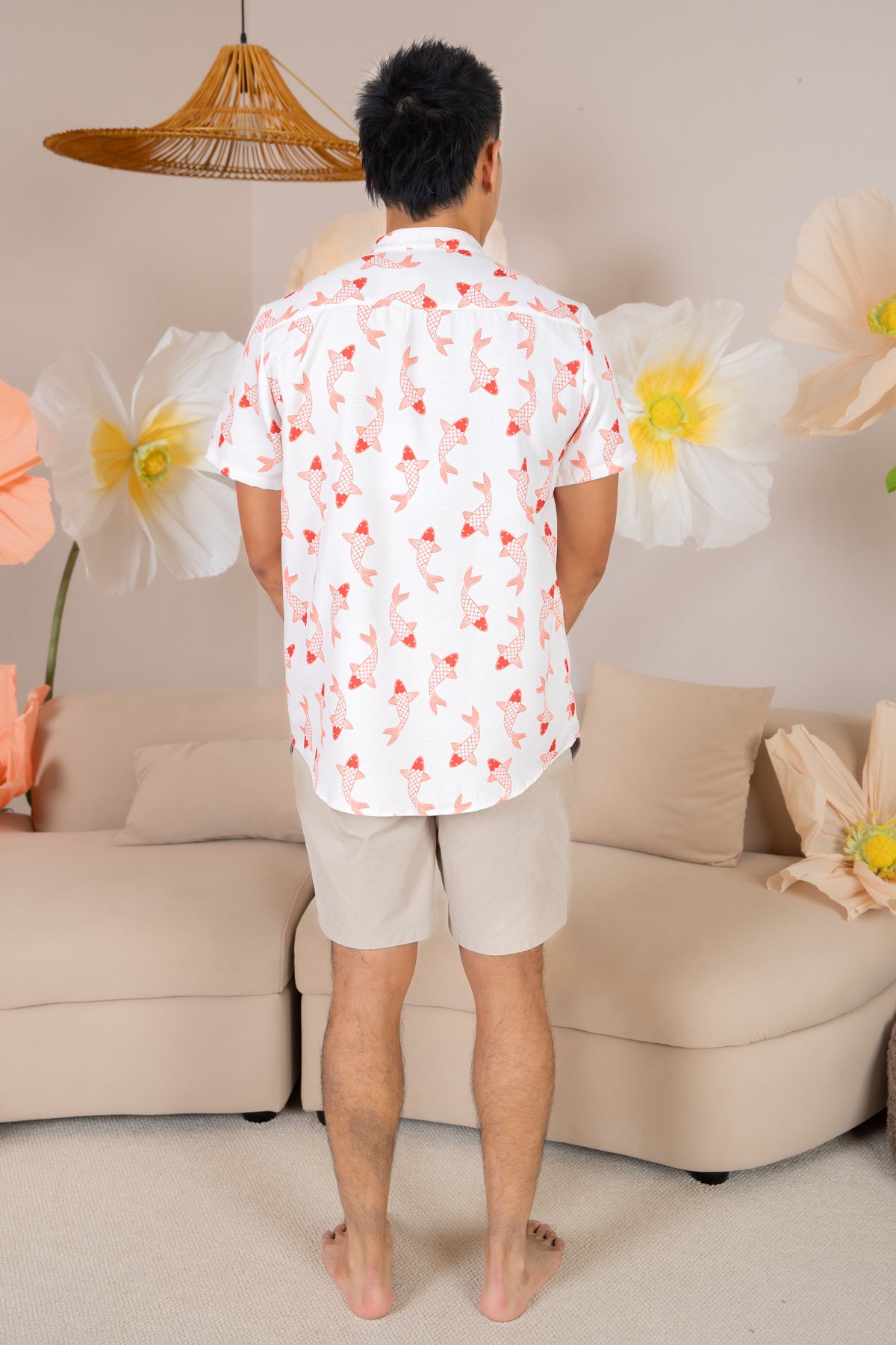 Men&#39;s Koi Oriental Shirt in Orange