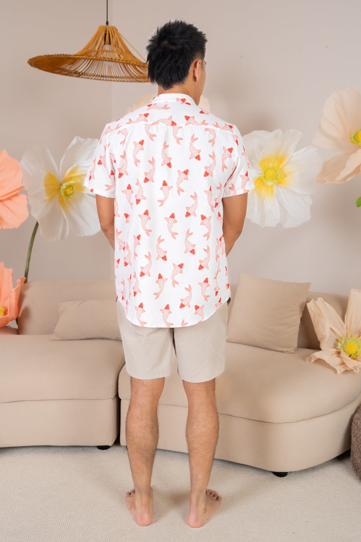 Men&#39;s Koi Oriental Shirt in Orange