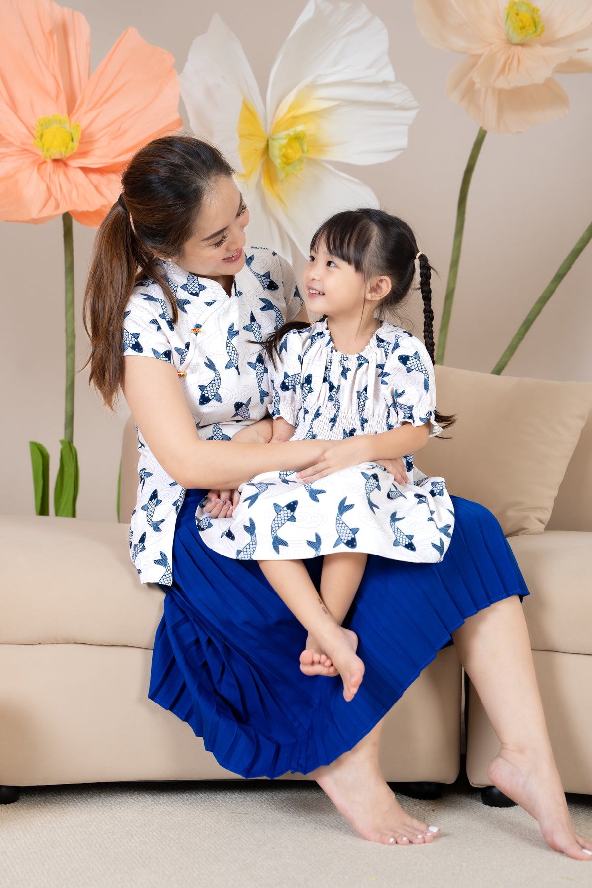 Mini Koi Oriental Dress in Navy (Kids)