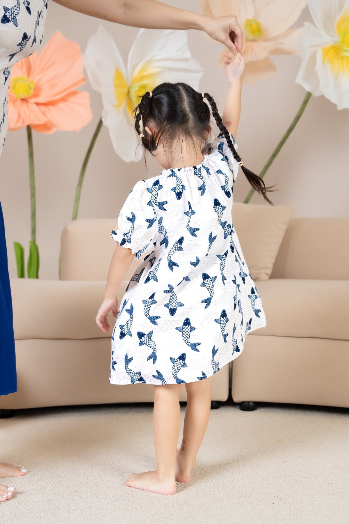 Mini Koi Oriental Dress in Navy (Kids)