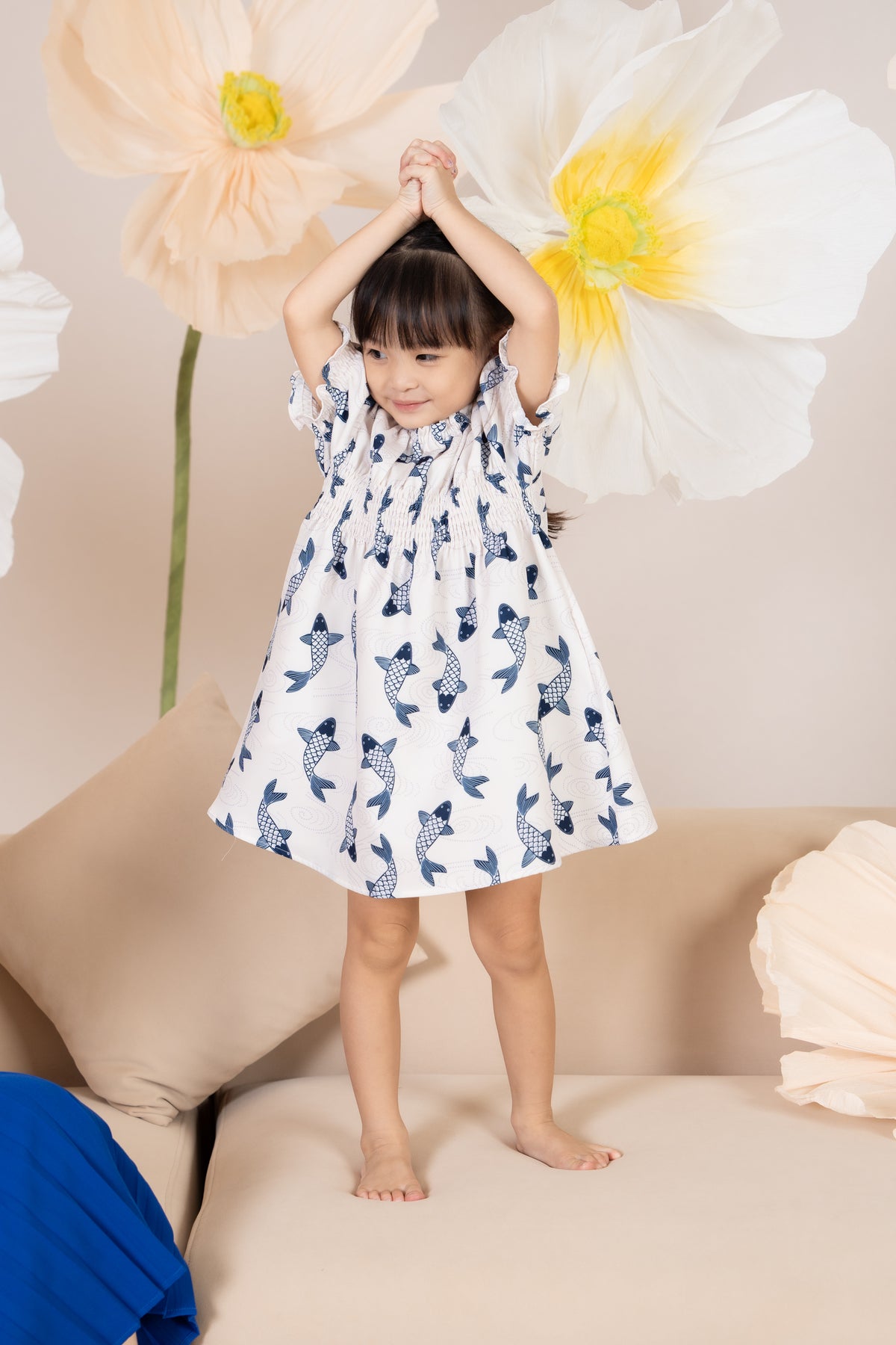 Mini Koi Oriental Dress in Navy (Kids)