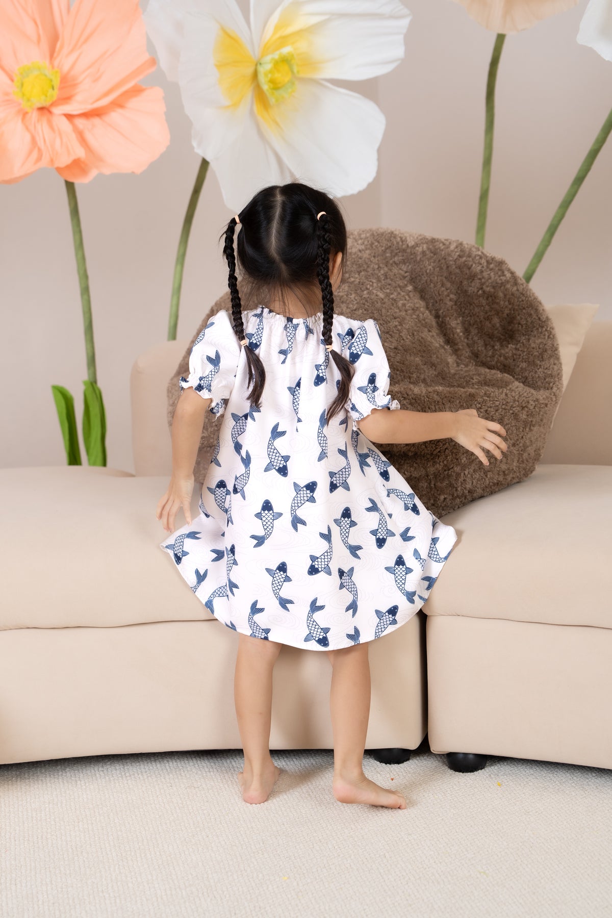 Mini Koi Oriental Dress in Navy (Kids)