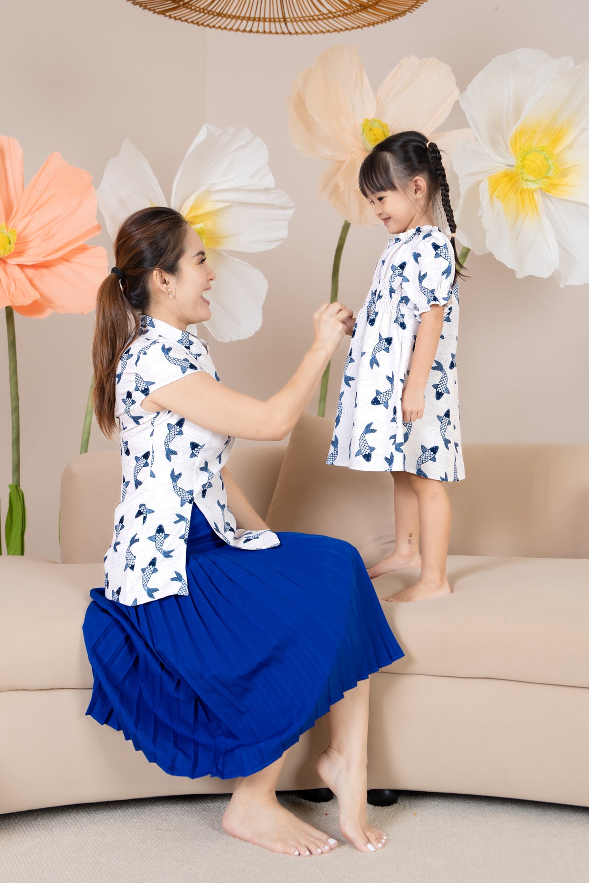 Mini Koi Oriental Dress in Navy (Kids)