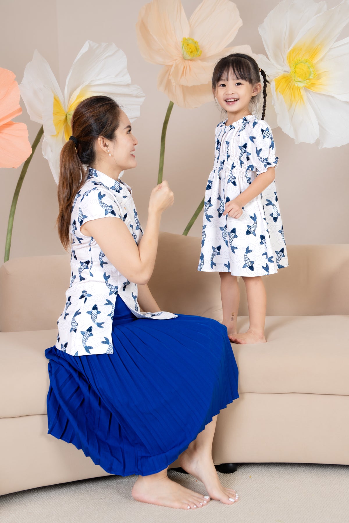 Mini Koi Oriental Dress in Navy (Kids)