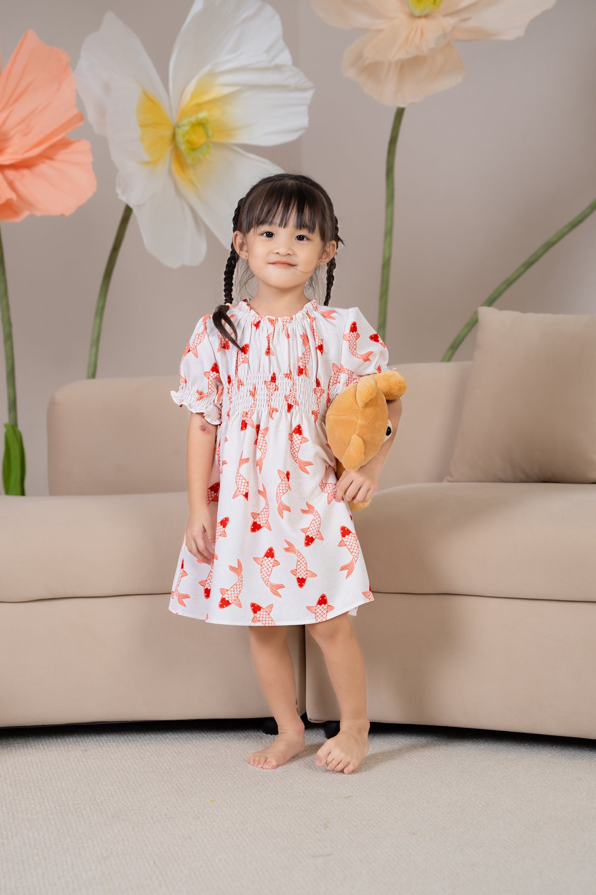 Mini Koi Oriental Dress in Orange (Kids)