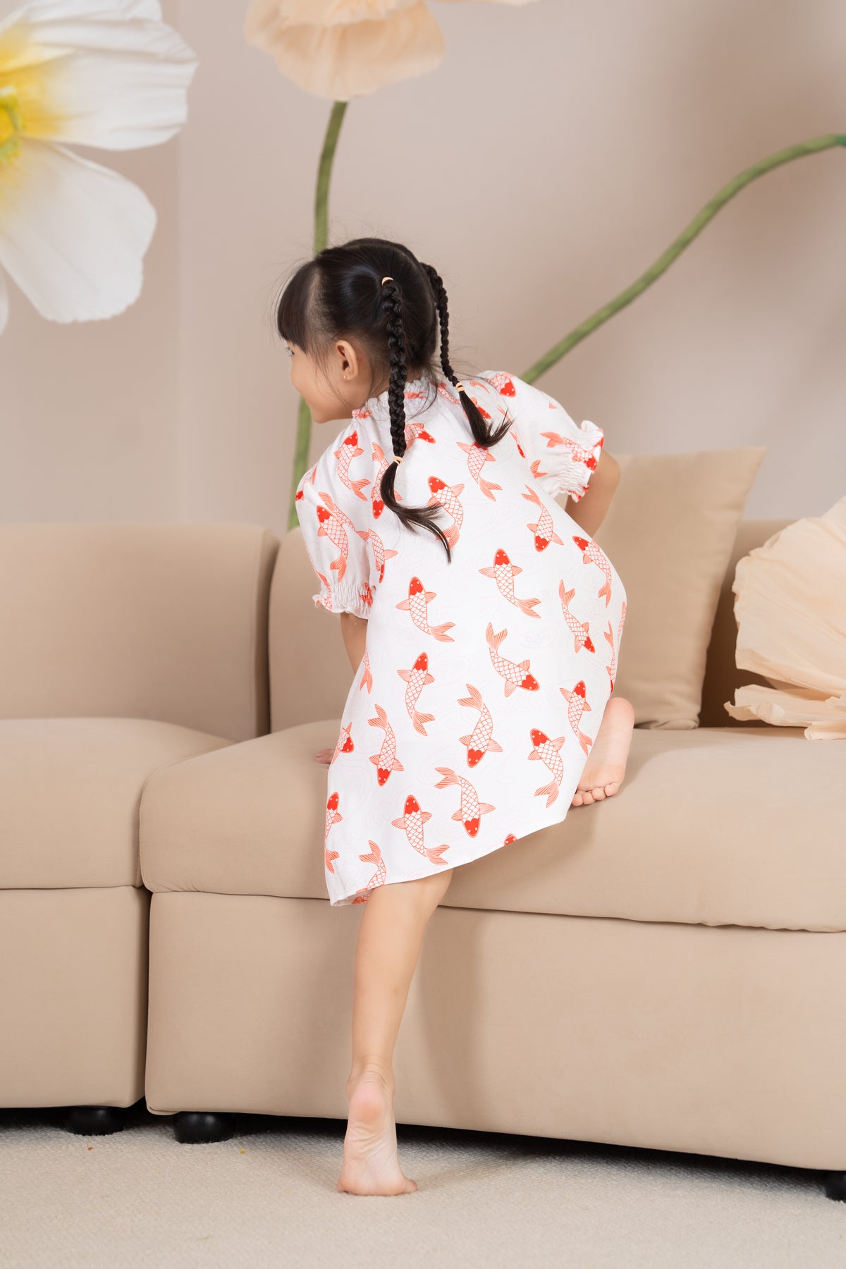 Mini Koi Oriental Dress in Orange (Kids)