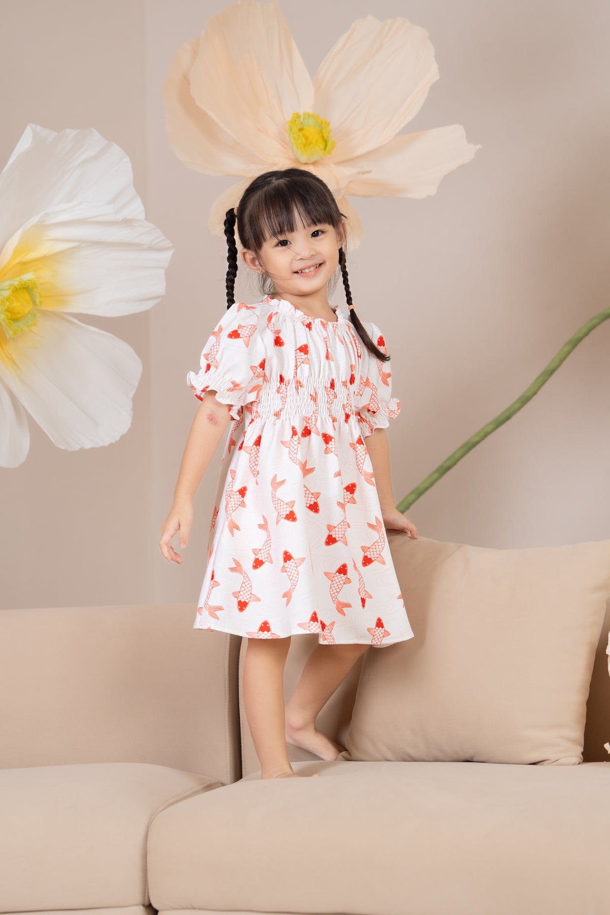 Mini Koi Oriental Dress in Orange (Kids)