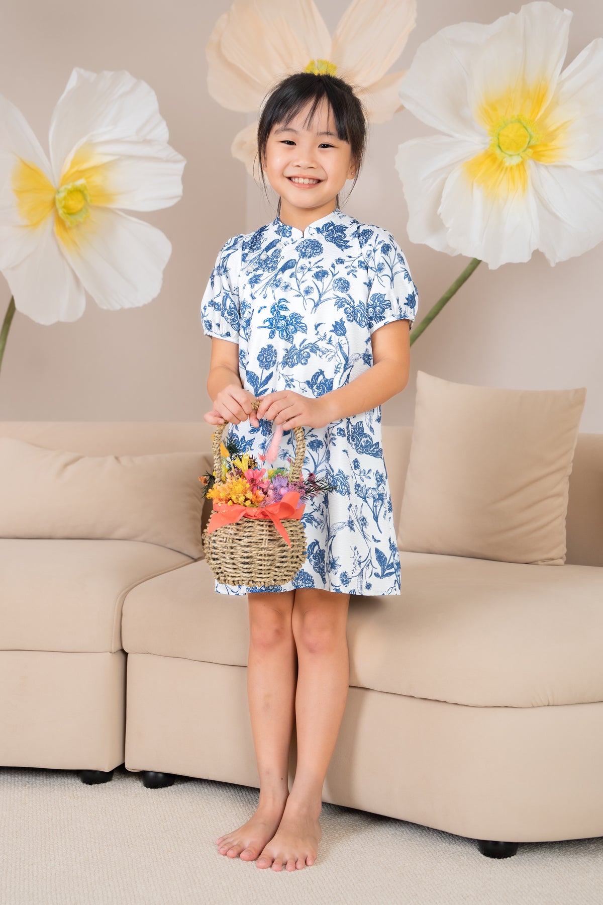 Mini Leah Pearl Pouf Sleeves Cheongsam Dress (Kids)