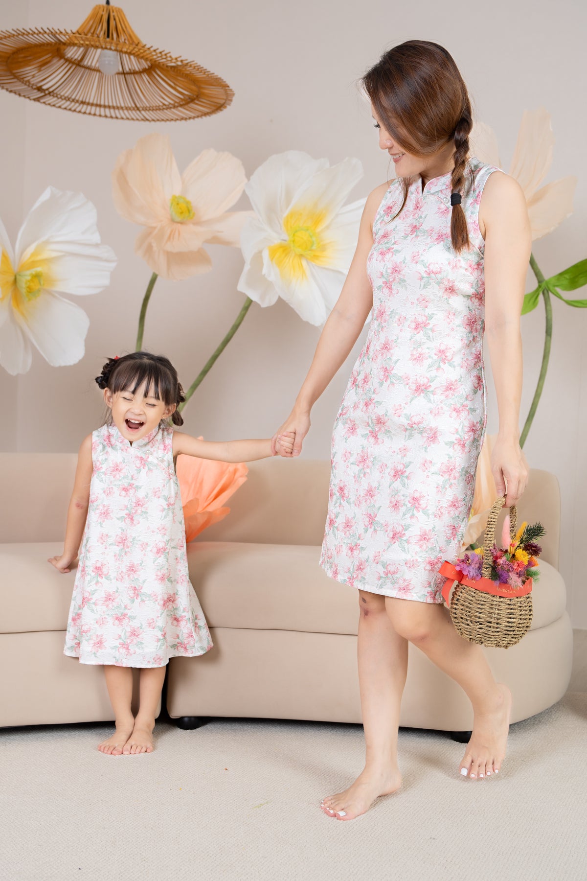 Mini Peony Pearl Cheongsam in Pink (Kids)