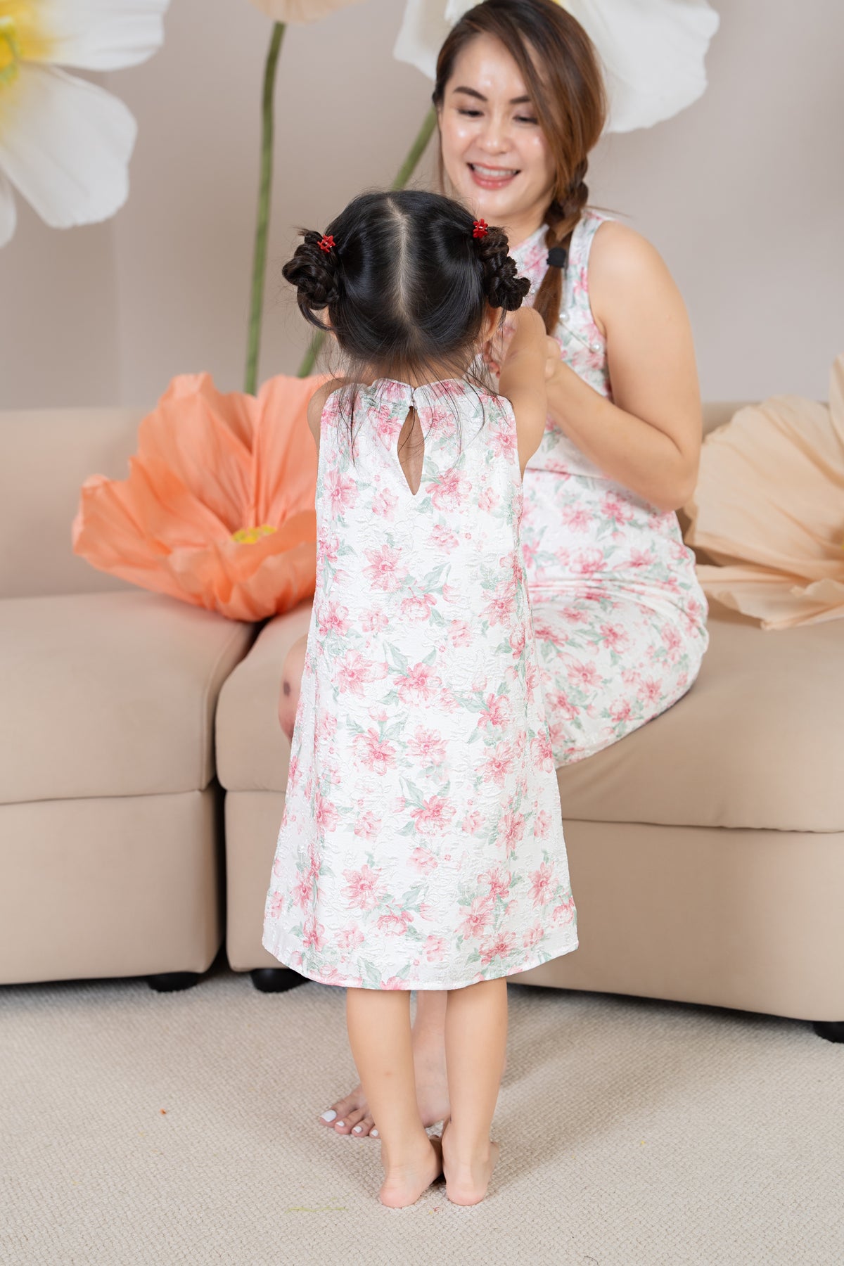 Mini Peony Pearl Cheongsam in Pink (Kids)