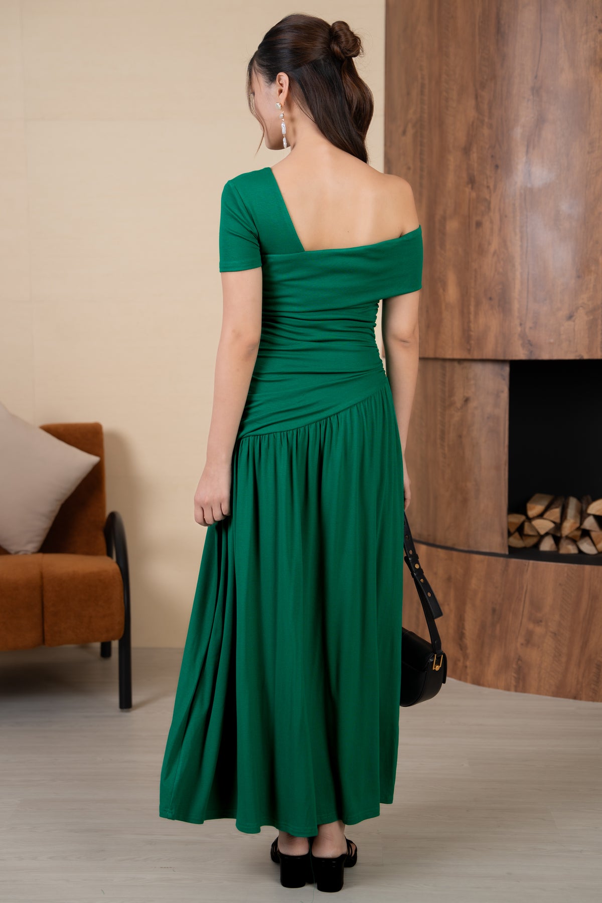 Salsa Ruched Toga Dress in Kelly Green