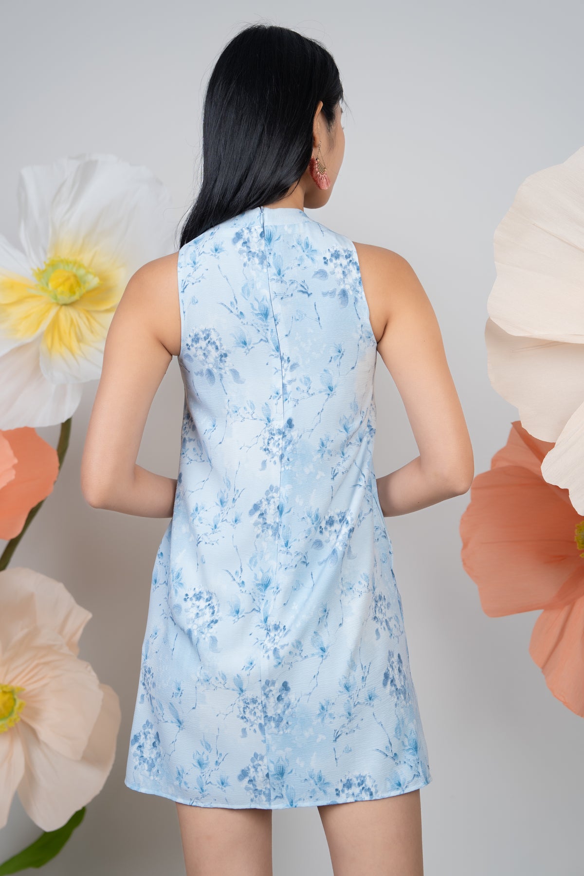 Lantana Flower Cheongsam in Blue