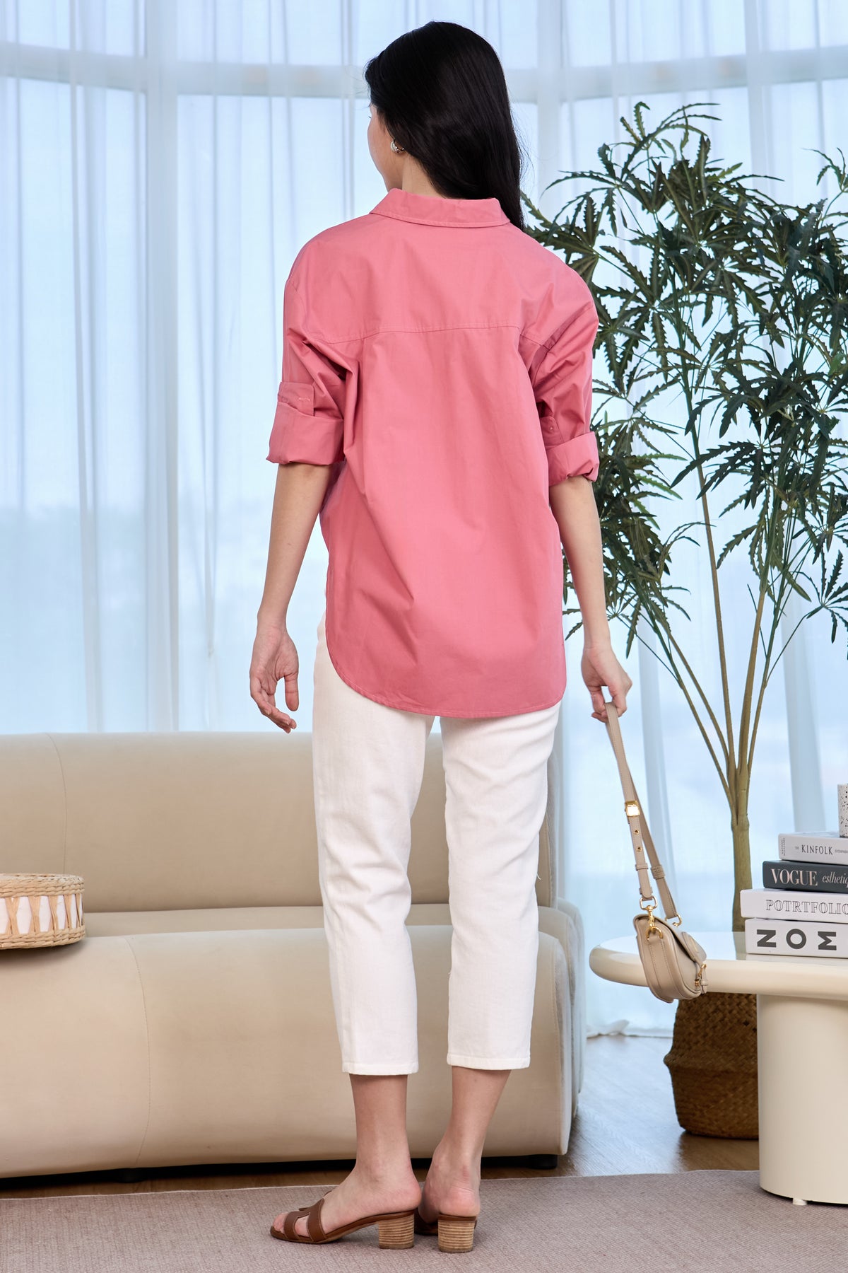 Ferlyn Oversized Button Shirt  in Pink