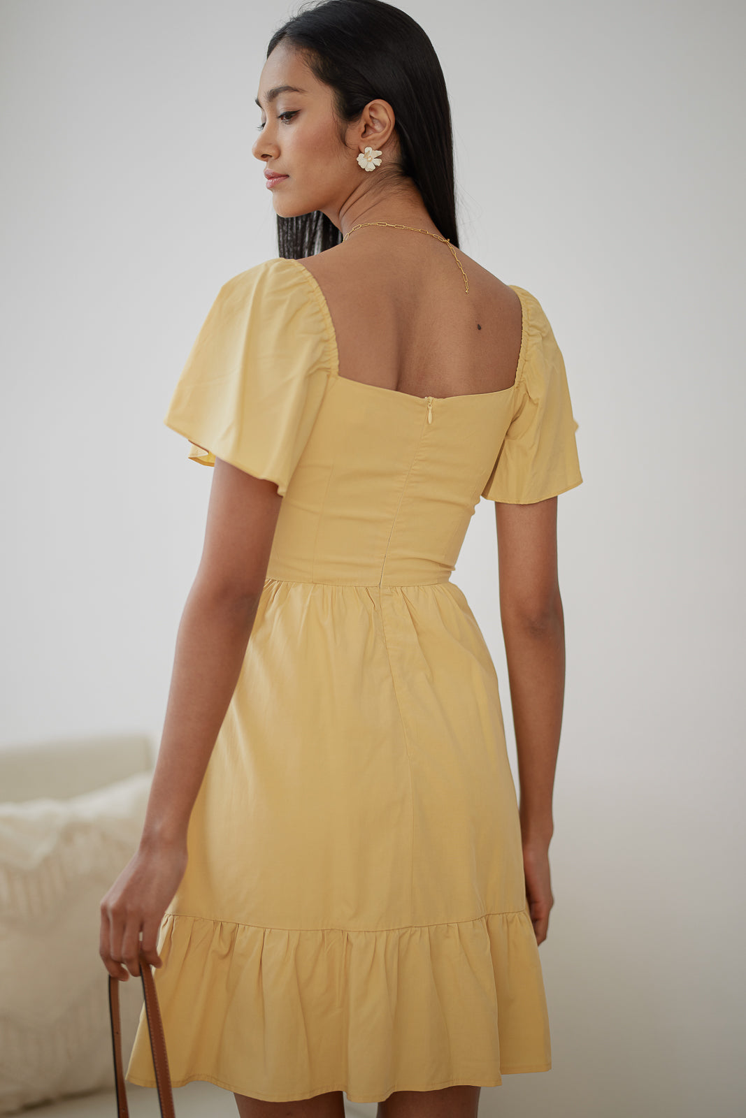 Flutter Sleeves Playsuit Dress in Daffodil